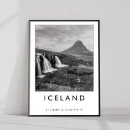 Iceland Travel Poster Black & White Landscape Art Print - thumbnail 3