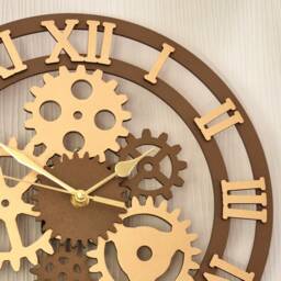 Skeleton Wall Clock Bronze Brown Metalic Black Gold Colour Silent Non Ticking Roman Numerals 30cm 55cm Ornament Gift - thumbnail 2