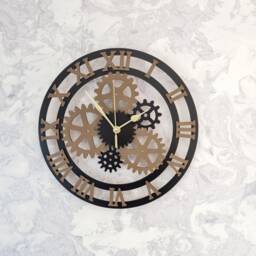Skeleton Wall Clock Bronze Brown Metalic Black Gold Colour Silent Non Ticking Roman Numerals 30cm 55cm Ornament Gift - thumbnail 4