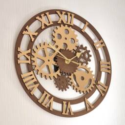 Skeleton Wall Clock Bronze Brown Metalic Black Gold Colour Silent Non Ticking Roman Numerals 30cm 55cm Ornament Gift - thumbnail 3