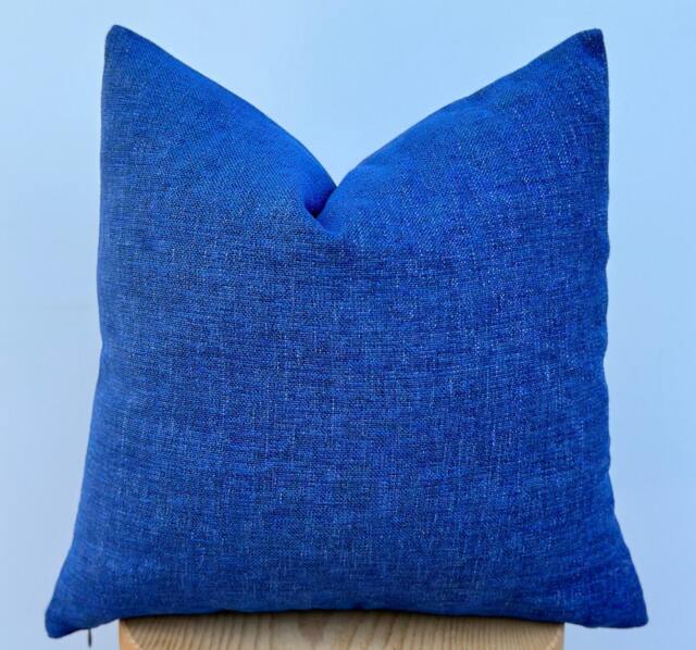 Blue Linen Throw Pillow Cover, Thick Soft Fabric, Handmade Pillowcase - image 1