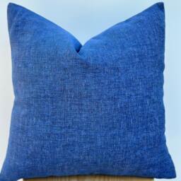 Blue Linen Throw Pillow Cover, Thick Soft Fabric, Handmade Pillowcase - thumbnail 4