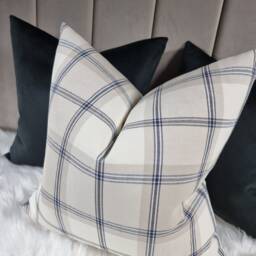 Tartan Check Fabric Cushion Cover Navy Cream Beige Traditional Classic Timeless Modern Cosy Sofa Bed Pillow Plaid - thumbnail 4