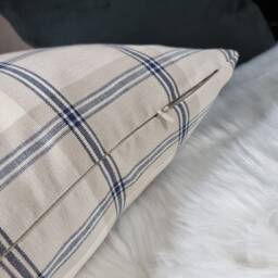 Tartan Check Fabric Cushion Cover Navy Cream Beige Traditional Classic Timeless Modern Cosy Sofa Bed Pillow Plaid - thumbnail 3