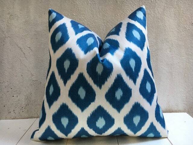 Silk Ikat Pillow Cover 24x24, Handwoven Decorative Cushion - image 1