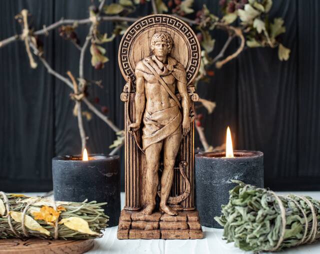 Apollo, Apollon Figurine Greek God Pagan Olympian Wiccan Wicca Altar Druid Witch Gaelic - image 1