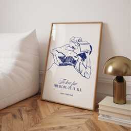 To Live For The Hope Of It All Print Boho Girl Reading Coastal Blue Illustration - thumbnail 2
