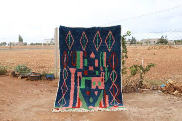 Custom Handmade Wool Berber Rug Colorful Abstract Moroccan Carpet - image 1