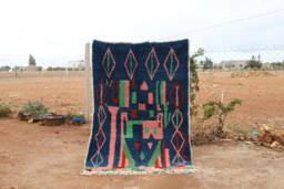 Custom Handmade Wool Berber Rug Colorful Abstract Moroccan Carpet - thumbnail 1