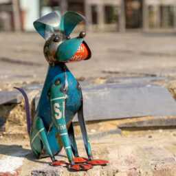 Vintage Style Sitting Metal Dog - thumbnail 1