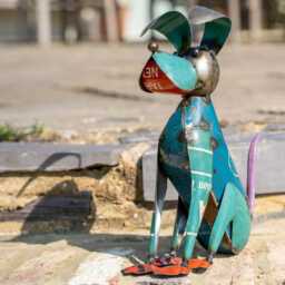Vintage Style Sitting Metal Dog - thumbnail 2