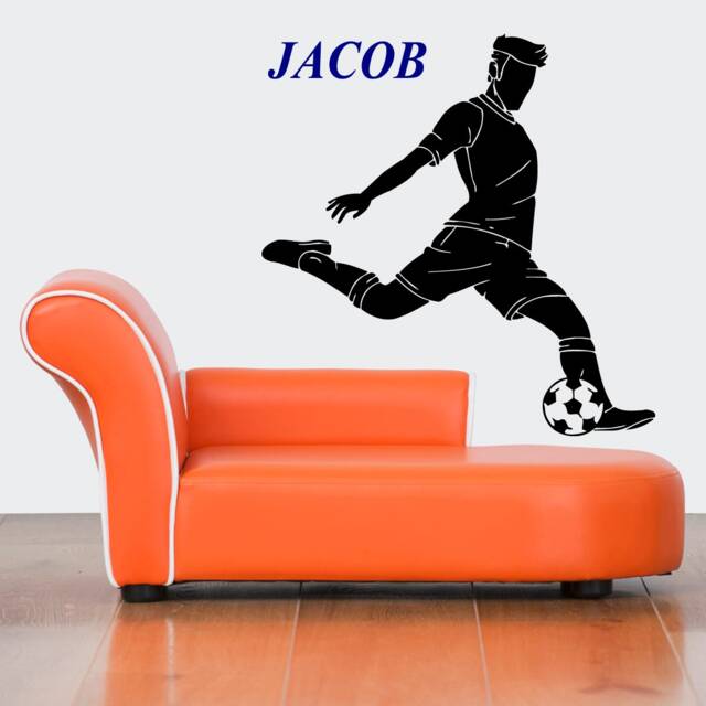 Custom Name Soccer Player Vinyl Wall Decal Kids Room Decor Nm064 - image 1