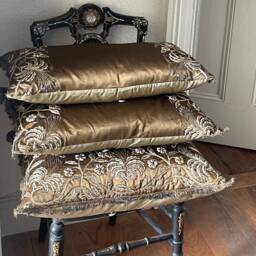 Antique Silk Embroidered Cushions 19Th Century Handmade Pillows Bespoke Cushion Collection Luxury Interior Decor Large - thumbnail 2
