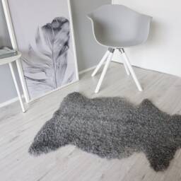Swedish Gotland Sheepskin Rug - Soft Curly Wool, Natural Grey - thumbnail 3