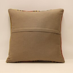 Vintage Turkish Kilim Pillow Cover, Boho Throw Cushion - 16x16 - thumbnail 4