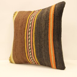 Vintage Turkish Kilim Pillow Cover, Boho Throw Cushion - 16x16 - thumbnail 3