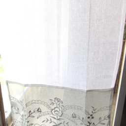 Embroidered Curtain in Polyester Voile, 45x60 cm, 2 Colors - thumbnail 2