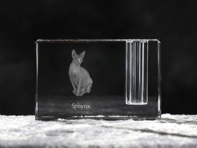 Sphynx Cat , Crystal Pen Holder With Cat, Souvenir, Decoration, Limited Edition, Collection - image 1