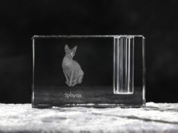 Sphynx Cat , Crystal Pen Holder With Cat, Souvenir, Decoration, Limited Edition, Collection - thumbnail 1