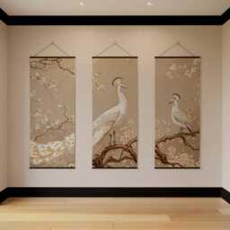 Peacock Chinoiserie Tapestry - Wall Hanging Unique Art - thumbnail 3