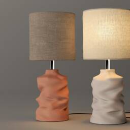 Wabi-Sabi Ceramic Table Lamp, Crumpled Design Bedside Ambient Light, Naaya Crumpled - thumbnail 3