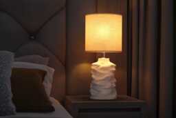 Wabi-Sabi Ceramic Table Lamp, Crumpled Design Bedside Ambient Light, Naaya Crumpled - thumbnail 1