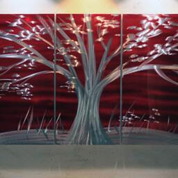 Abstract Metal Tree Wall Art, Modern Sculpture Painting - thumbnail 2