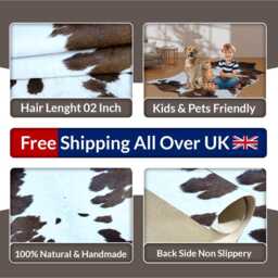 Dark Brown & White Cowhide Rug 58 - thumbnail 4