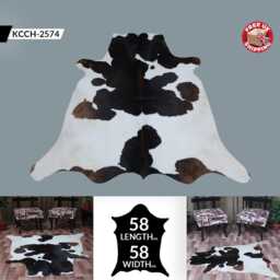 Dark Brown & White Cowhide Rug 58 - thumbnail 2
