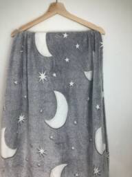 Handmade Xl Glow in The Dark Moon & Stars Fleece Blanket - thumbnail 1