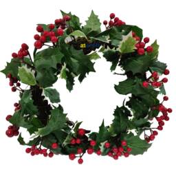 Christmas Berry Wreaths, Holly Leaves Wreath, Pine Cones Rattan Wreaths - thumbnail 2