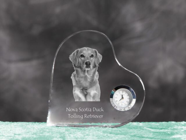 Norsk Elghund Grigio - Crystal Clock in The Shape Of A Heart With Image Pure-Bred Dog - image 1