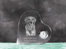Norsk Elghund Grigio - Crystal Clock in The Shape Of A Heart With Image Pure-Bred Dog - thumbnail 1