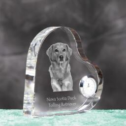 Norsk Elghund Grigio - Crystal Clock in The Shape Of A Heart With Image Pure-Bred Dog - thumbnail 3