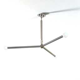Mid Century Modern Brass 3 Arms Ceiling Pendant Light Living Room Entry Way - thumbnail 1
