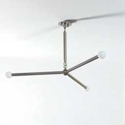 Mid Century Modern Brass 3 Arms Ceiling Pendant Light Living Room Entry Way - thumbnail 2