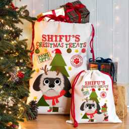 Personalised Black Shih Tzu Christmas Sack Dog Treat Stocking Xmas Puppy Present New Pup Gift Ecds78 - thumbnail 2