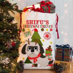 Personalised Black Shih Tzu Christmas Sack Dog Treat Stocking Xmas Puppy Present New Pup Gift Ecds78 - thumbnail 3