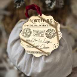 Personalised Name Tag From Santa The North Pole Golden Gift For Santa's Sack, Christmas Eve Box Or Stocking - thumbnail 4