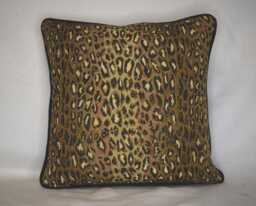Cheetah Animal Skin Decorative Black Brown Gold Throw Pillow For Couch Sofa Chair Woven Jacquard Made in Usa Conplete With Piping - thumbnail 1