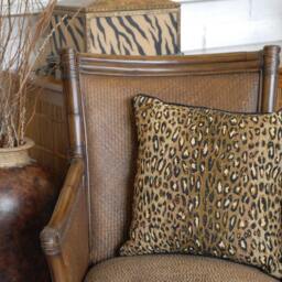 Cheetah Animal Skin Decorative Black Brown Gold Throw Pillow For Couch Sofa Chair Woven Jacquard Made in Usa Conplete With Piping - thumbnail 2