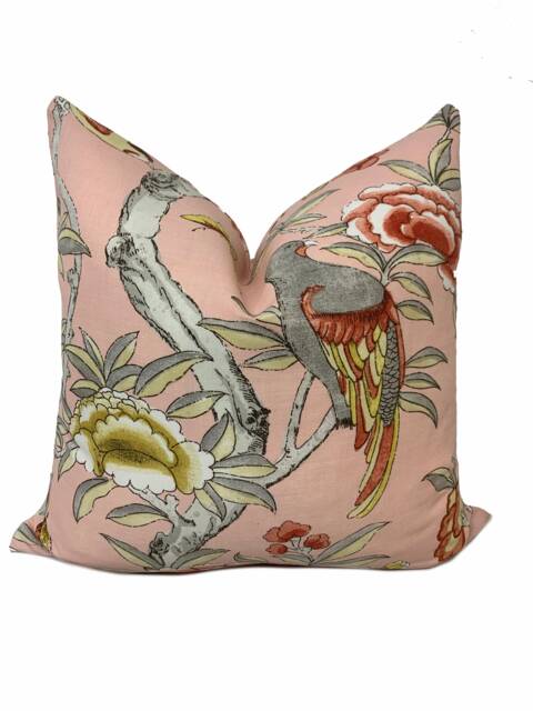 Thibaut Giselle Imperial Garden Collection Pale Pink Cushion Cover Pillow Double Sided - image 1
