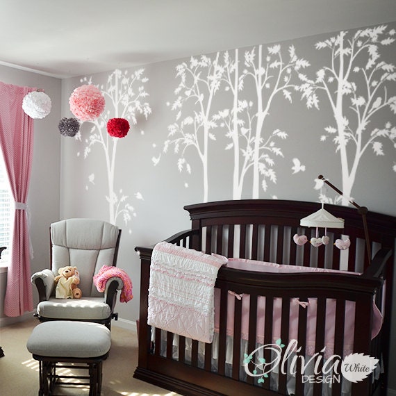 White Tree Decal Large Tree Wall Wall Art Tattoo Mural Stickers Decals Decor - Nt010 - image 1