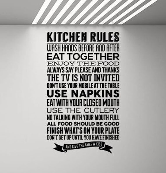Kitchen Rules Wall Decal Poster Word Cloud Dining Room Quote Mural Vinyl Sticker Decor Art Print P965 - image 1