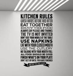 Kitchen Rules Wall Decal Poster Word Cloud Dining Room Quote Mural Vinyl Sticker Decor Art Print P965 - thumbnail 1