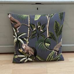 Handmade Monkey Jungle Linen Cushion Cover Tropical Pillow Sham - thumbnail 2