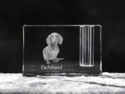 Dachshund, Crystal Pen Holder With Dog, Souvenir, Decoration, Limited Edition, Collection - thumbnail 1