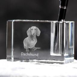 Dachshund, Crystal Pen Holder With Dog, Souvenir, Decoration, Limited Edition, Collection - thumbnail 2