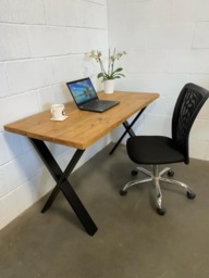 Rustic Computer Desk Reclaimed Scaffold Board With Black X Legs