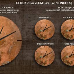 Round Wall Clock, Copper Clock Made Of Copper, Large Industrial Patina, Art - thumbnail 4